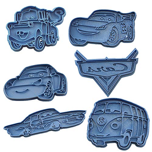 Cuticuter Cars Pack Cortador de Galletas, Azul, 16x14x1.5 cm, 6 Unidades