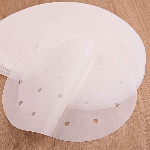 CZF ES 200 Piezas Papel de Hornear Redondo/Cuadrado, Ppapel de Pergamino Antiadherente Hornear, Papel Hornear Tartas, para Freidora de Aire, Vaporera de Bambú, Hornos y Microondas