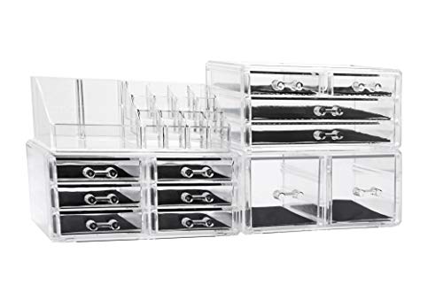 D4P Display4top Caja acrílica Estante de maquillajes Maquillaje Cosméticos Joyería Organizador (12 Drawers Transparente)