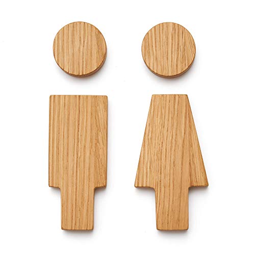 DABA Letrero Decorativo para Puerta de Madera para baño o Aseo, Letrero Divertido de Roble Macizo para Hombres y Mujeres