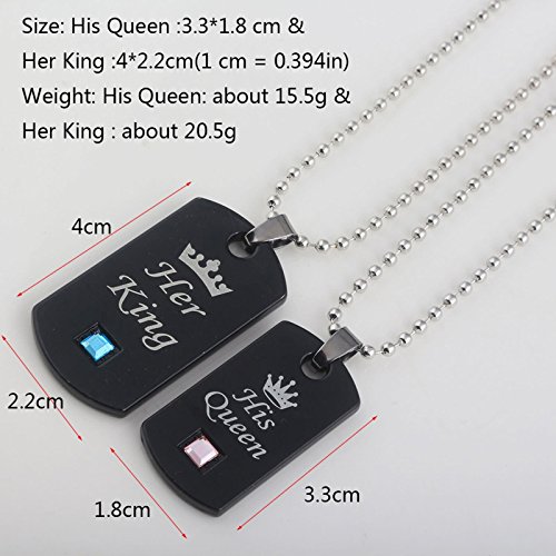 Daesar Collar Militar 1 PCS Collar de Mujer Collar Acero Inoxidable Colgante Collar Collar Militar Placas Grabado Her King&His Queen Corona Collar para Mujer