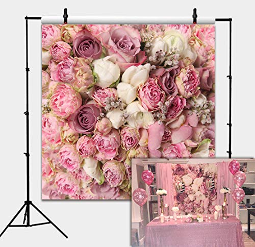 Daniu 6x6ft Rosa Flores Fondo de Pared Vinilo Fotografía Telones de Fondo Recién Nacidos Foto Prop para Estudio