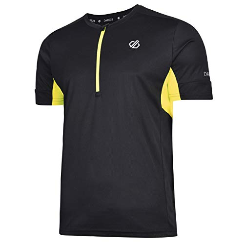 Dare 2b Equall - Maillot de Manga Larga para Hombre, de Secado rápido, Malla ventilada, Media Cremallera, Hombre, Jersey, DMT462, Negro, 3XL