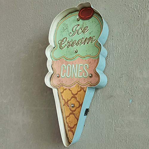 Dasorende Signos de Helado Luz de NeóN Decorativa de Cafetería Vintage DecoracióN del Hogar Placa de Metal para Pared Placa de Café Retro
