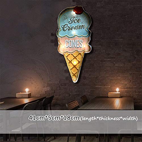 Dasorende Signos de Helado Luz de NeóN Decorativa de Cafetería Vintage DecoracióN del Hogar Placa de Metal para Pared Placa de Café Retro