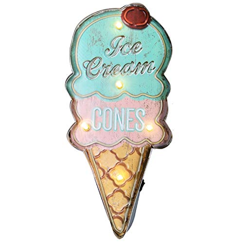 Dasorende Signos de Helado Luz de NeóN Decorativa de Cafetería Vintage DecoracióN del Hogar Placa de Metal para Pared Placa de Café Retro