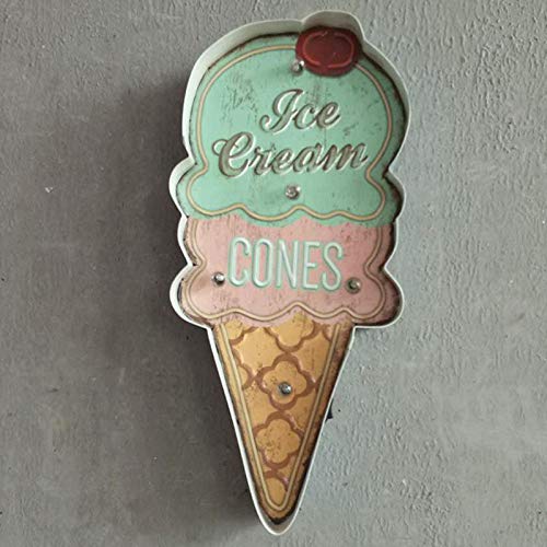 Dasorende Signos de Helado Luz de NeóN Decorativa de Cafetería Vintage DecoracióN del Hogar Placa de Metal para Pared Placa de Café Retro