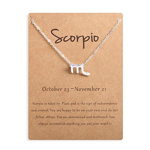 DDDDMMMY Constelaciones Collares,Escorpión Zodíaco Collar De Plata Colgante 12,Hombres Mujeres 12 Horóscopo Signo Zodiaco Colgante Collar De Oro 12 Constelaciones Joyas Niños