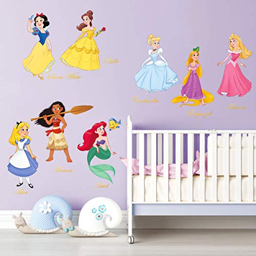 decalmile Pegatinas de Pared Princesa Vinilos Decorativos Sirena Ariel Blancanieves Adhesivos Pared Habitación Guardería Niñas Infantiles Bebés