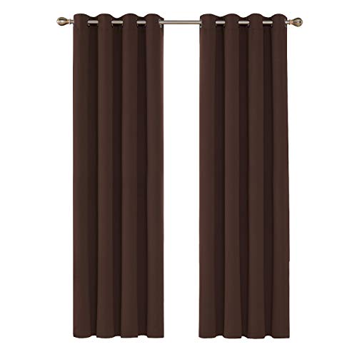 Deconovo Cortina Opaca para Habitación Dormitorio Moderno Térmica Aislante con Ojales 140 x 260 cm 2 Piezas Chocolate