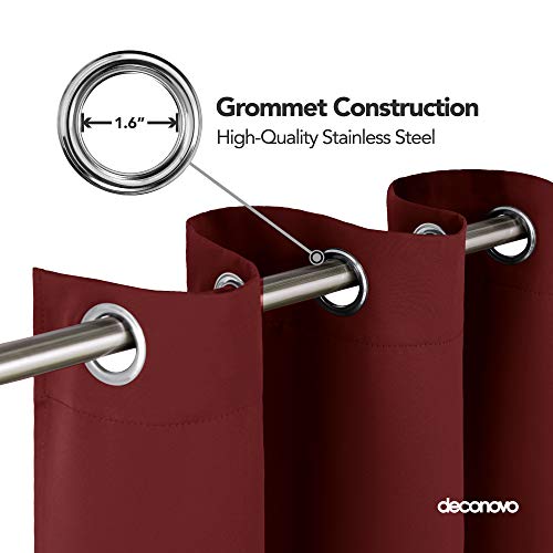 Deconovo Cortina Salon Opacas Dormitorio Moderno con Aislamiento Térmico Color Liso Decoración Hogar 2 Piezas 140 x 245 cm Rojo Oscuro