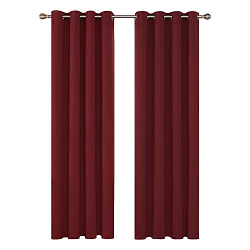 Deconovo Cortina Salon Opacas Dormitorio Moderno con Aislamiento Térmico Color Liso Decoración Hogar 2 Piezas 140 x 245 cm Rojo Oscuro