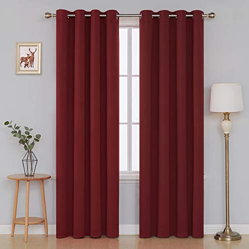 Deconovo Cortina Salon Opacas Dormitorio Moderno con Aislamiento Térmico Color Liso Decoración Hogar 2 Piezas 140 x 245 cm Rojo Oscuro