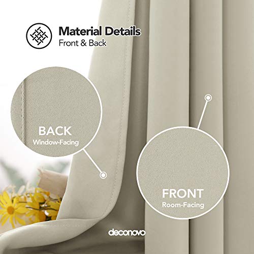 Deconovo Opaca Cortina de Salón Térmica Aislante y Dormitorio Moderno con Ojales 1 Par 135 x 240 cm Beige Claro