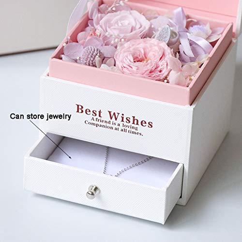 Decoración de jardín Artificial Nunca marchito real Rose flor eterna Eternidad Rose preservada de flores frescas y de joyas caja de regalo for el Día de la Madre Día de San Valentín Día de Acción de G