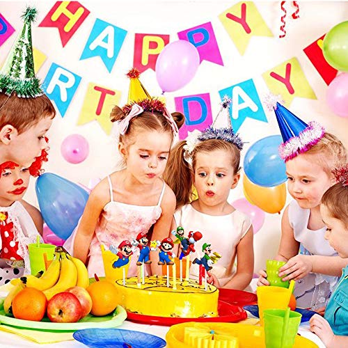 Decoración para cupcakes de Super Mario, 50 piezas, Super Mario Happy Birthday Party Supplies decoraciones para tartas para los fans de Mario, fiesta de cumpleaños para niños