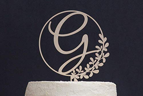 Decoración para tarta de boda Cheyan, monograma de letra personalizada, rústico, con una sola letra inicial G, divertida decoración para tartas, regalos para mujeres y hombres