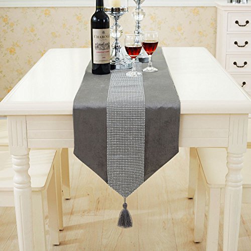 Deggodech La Simple de Corredor Mesa Banquete Diamante Upscale Home Decor (Gris, 185 * 32cm)