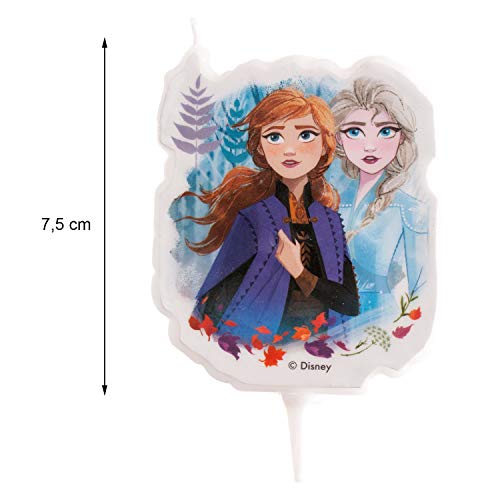 Dekora- Elsa y Anna Vela de Cumpleaños 2D de Disney Frozen 2, Color azul (346227)