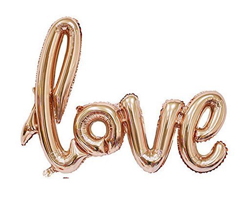 DekoRex® „Love“ Globo Amor Letras Globos Papel Brillante Decoración para Aire 100cm Rojo Oro