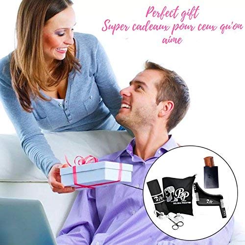 delantal de barba, babero de barba con 2 ventosas + 1 peine de contorno de barba simétrico + 1 peines de barba/bigote y su estuche OFERTAS + 1 bolsa de almacenamiento y 1 par de tijeras (negro)