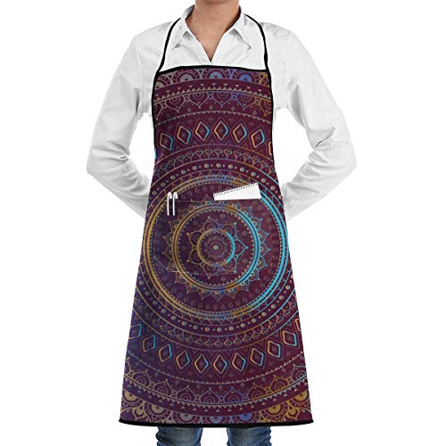 Delantal Estilo Étnico Boho Símbolo Asiático Sagrado Delantal De Cocina Delantales De Cocina Hornear Café Regalo De Bolsillo Delantal con Babero Restaurante Jardinería Hogar Imperm