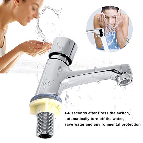 Delay Faucet Gifo del Grifo del Baño Plateado Cromo Grifo de Cierre Automático Ahorro de agua Grifo para el Baño de la Cocina Pública