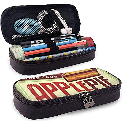 Deliciosa Tarta De Manzana Casera Retro Promocional De Cuero Adv Estuche De Lápices Con Cremallera,Microfibra Pu Funda De Lápiz De Cuero Estuche De Lápices Estuche