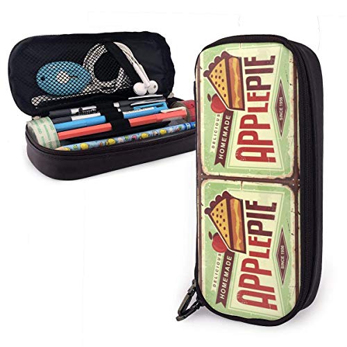 Delicioso estuche para lápices de tarta de manzanas caseras, estuche de gran capacidad para rotulador, estuche de cuero, organizador de papelería de almacenamiento grande con cremallera