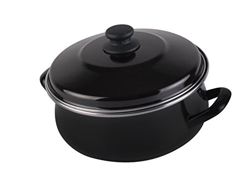 Desconocido Magefesa Black Cacerola 20 de Acero esmaltado con Tapa, Antiadherente bicapa Reforzado, con Negro Exterior. Apta para Todo Tipo de cocinas, incluida inducción Vitrificado, 20 cm