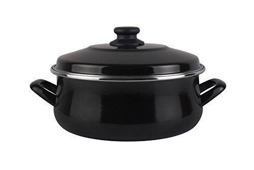 Desconocido Magefesa Black Cacerola 20 de Acero esmaltado con Tapa, Antiadherente bicapa Reforzado, con Negro Exterior. Apta para Todo Tipo de cocinas, incluida inducción Vitrificado, 20 cm