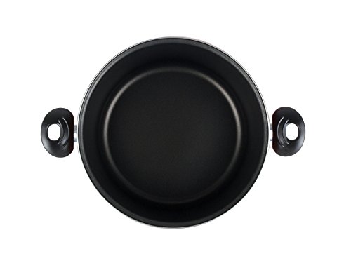 Desconocido Magefesa Praga Olla 24 cm de Acero esmaltado con Tapa, Antiadherente bicapa Reforzado, Color Rojo Exterior. Apta para Todo Tipo con cocinas, incluida inducción