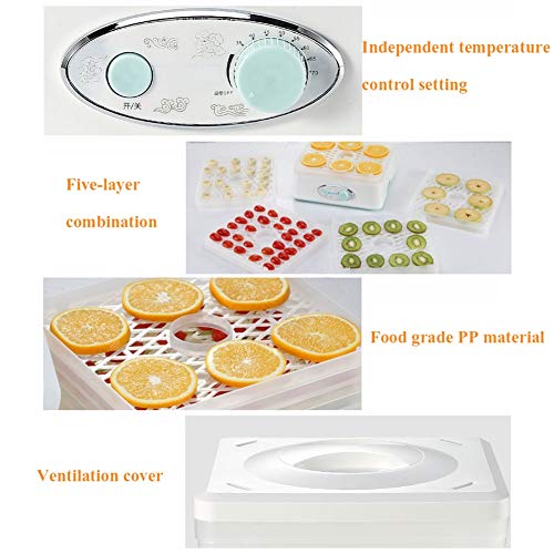 Deshidratadores de alimentos Mini secador de fruta, secador de comida, carne de vegetales y frutas deshidratador, 5-capa de capacidad de la bandeja de cocción, temperatura 8 velocidad ajustable, de ap