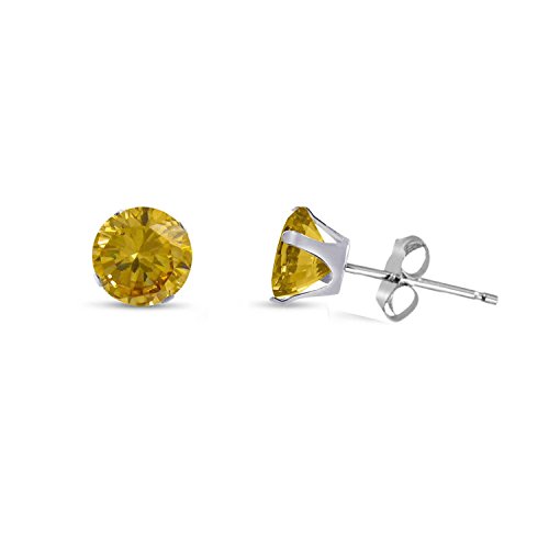 Designer Inspirations Boutique Mujer Plata fina 925 plata redonda Yellow Cubic Zirconia