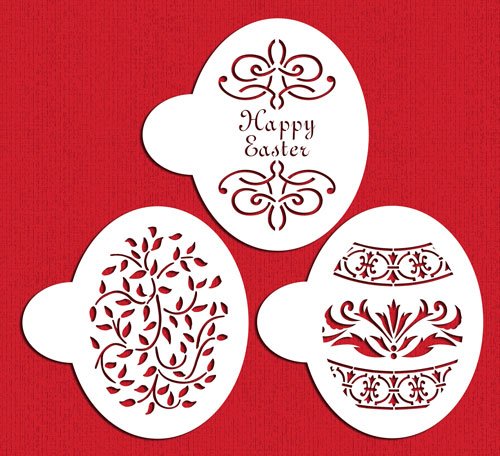 Designer Stencils C199 Grandes Huevos de Pascua para Tartas Plantillas, Beige/Semi-Transparente