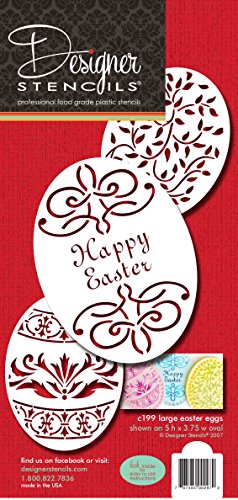 Designer Stencils C199 Grandes Huevos de Pascua para Tartas Plantillas, Beige/Semi-Transparente