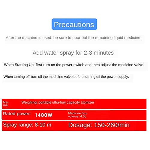 Desinfección eléctrica pulverizador, 4.5L Fogger máquina de desinfección nebulizador, 0-30 micras, 8M-10M Distancia de pulverización para el Hospital de la Empresa Granja Escuela de Hostelería