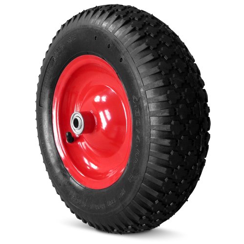 Deuba Rueda para Carretilla de Obra Neumático Reforzado con Eje Carga máxima de 200Kg Ø 390mm Ancho 95 mm jardinería