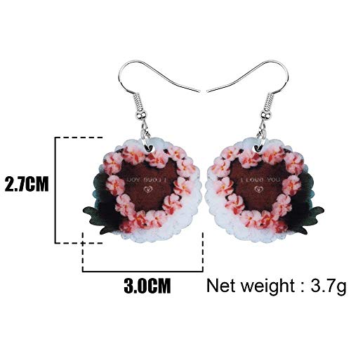 DFHTR Acrílico Día De San Valentín Rosa Pastel De Chocolate Pendientes Gota Cuelga Joyas para Mujer Pendientes Chica Adolescente Niño Decoración Regalos De Fiesta