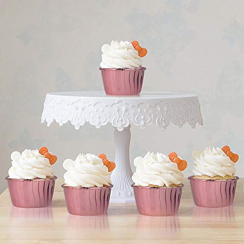 Diealles Shine Papel para Magdalenas, 100 Unidades Cápsulas para Cupcakes, Color Oro Rosa Cupcake Wrappers Wedding