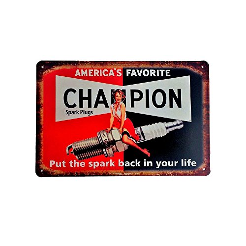 DiiliHiiri Cartel de Chapa Vintage Decoración, Letrero A4 Estilo Antiguo de metálico Retro - America's Favorite Champion