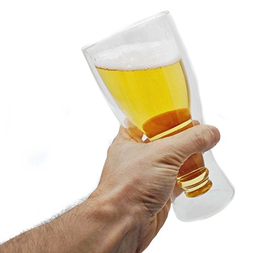Dimono® - Jarra de cerveza con doble pared, de cristal, Einzel