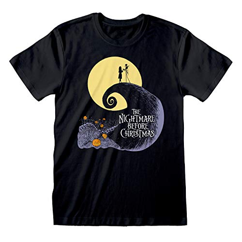 Disney The Nightmare Before Christmas Jack y Sally Silueta Novio Camiseta Apta de Las Mujeres Negro L
