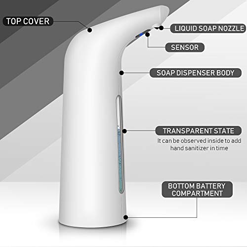 Dispensador de jabón automático, 400ML Dispensador de Jabón sin contacto, Dispensador de Jabón espuma eléctrico, Dispensador de Jabón sensor de movimiento inteligente para Baño,Cocina,Oficina,Hotel