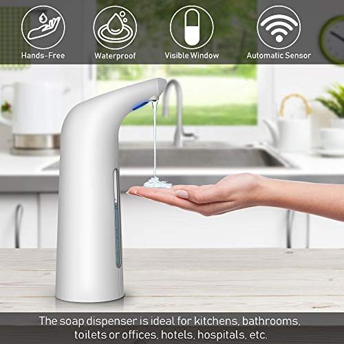 Dispensador de jabón automático, 400ML Dispensador de Jabón sin contacto, Dispensador de Jabón espuma eléctrico, Dispensador de Jabón sensor de movimiento inteligente para Baño,Cocina,Oficina,Hotel