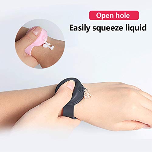 Dispensador de pulsera portátil de 10 ml de capacidad, dispensador de mano de pulsera portátil, botella exprimible de silicona suave, dispensador de líquido de viaje para actividades al aire libre
