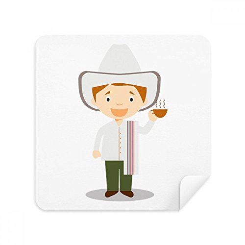 DIYthinker Sombrero Blanco Colombia vidrios de la Historieta paño de Limpieza para la Pantalla del teléfono Limpiador Tela del Ante 2pcs