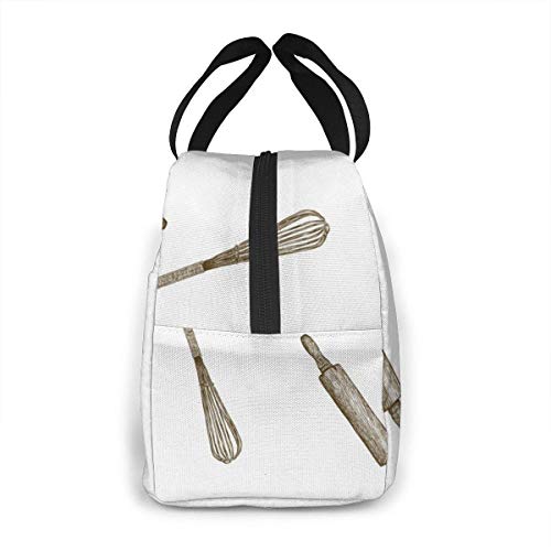 DJNGN lunch bags Panadería Cocina Boceto Bolsas de almuerzo Doble capa, 3D Impreso Enfriador Bolsa de almuerzo Caja de picnic para acampar Bolsa de asas Soporte de almuerzo Contenedor de almuerzo Enf