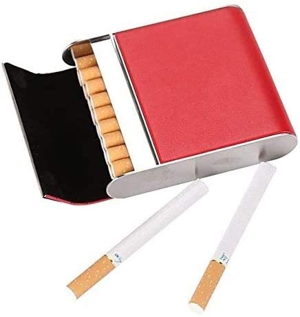 Dljyy Cigarrillos de Cuero del Caso, 20pcs Cigarrillo Tarjeta bancaria del envase del Caso Cajetilla de Tabaco Titular Mini Caja de almacenaje Padre Hombre Regalo del Amante Amigo (Color : Red)