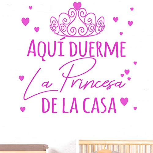 Docliick® Frase Vinilo decorativo habitación infantil"AQUÍ DUERME LA PRINCESA DE LA CASA" Pegatina frases decorativas DC-18019 (60x42cm)